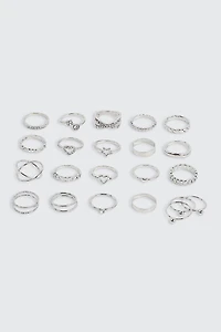 20-Pack Assorted Silver Rings