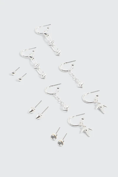 6 paires d'anneaux et de boucles d'oreilles à pointes