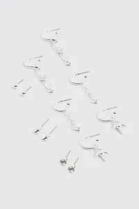 6 paires d'anneaux et de boucles d'oreilles à pointes