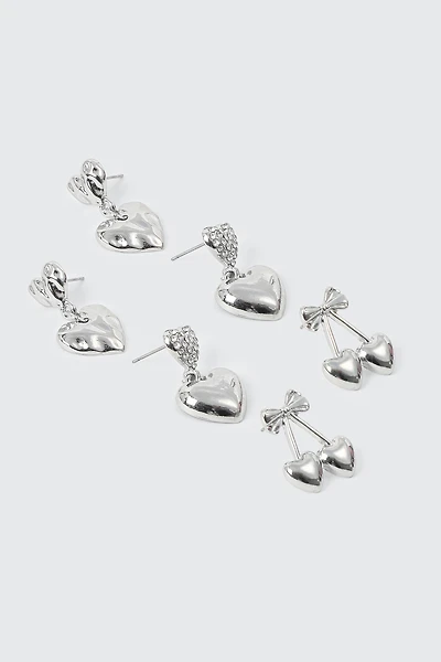 3-Pack Heart & Cherry Earrings