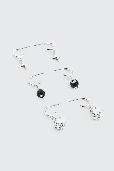 3-Pack Charm Hoop Earrings
