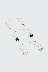 3-Pack Charm Hoop Earrings