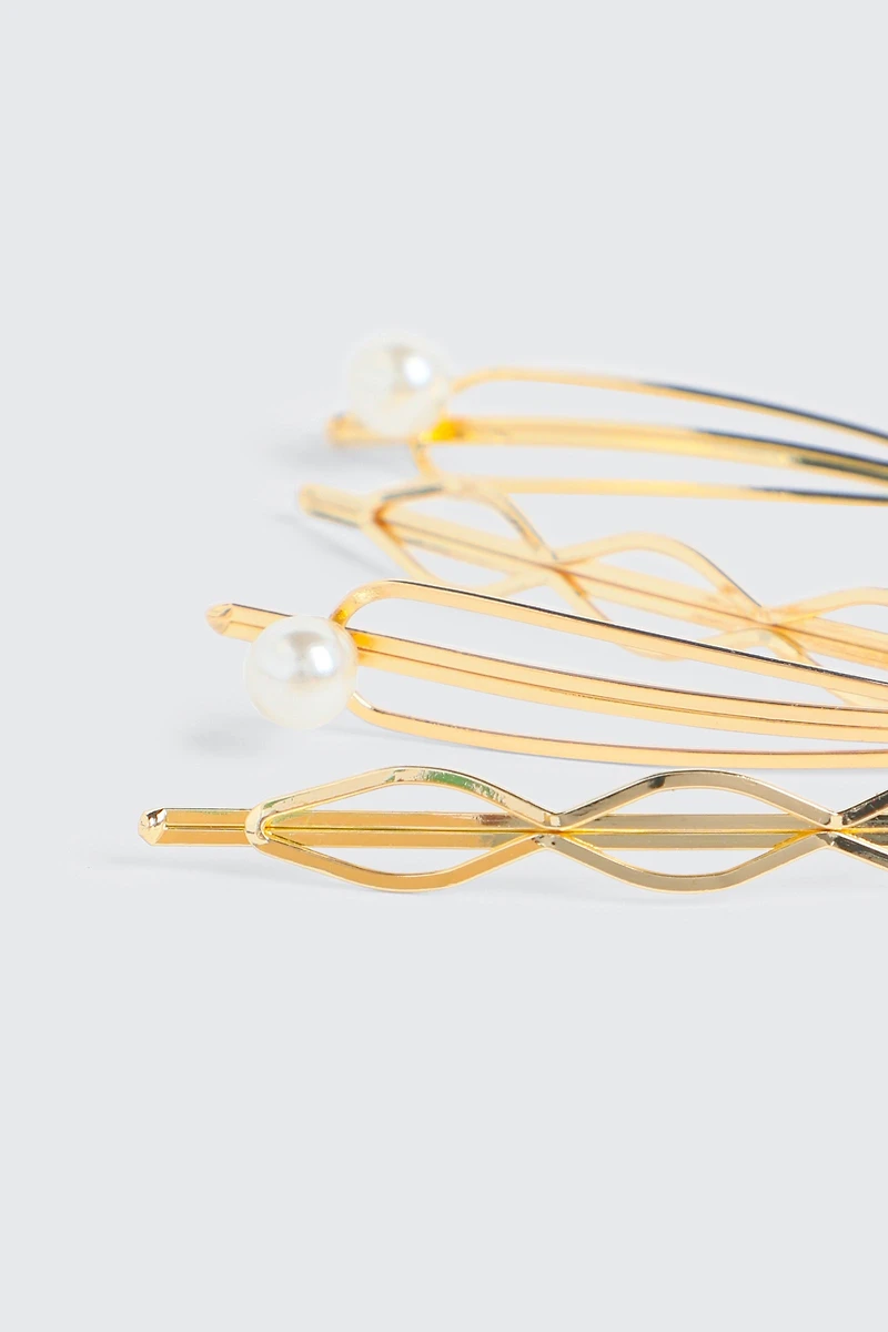 4-Pack Pearl-Embellished Cutout Hair Pins