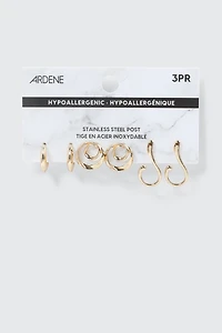 3-Pack Swirl Earrings