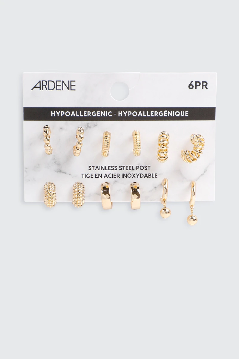 6 paires d'anneaux torsades et sphères