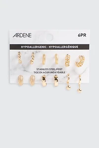 6 paires d'anneaux torsades et sphères