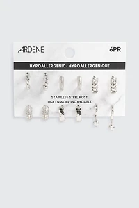 6-Pack Sphere & Twist Hoop Earrings