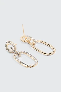 Rhinestone Oval Link Earrings