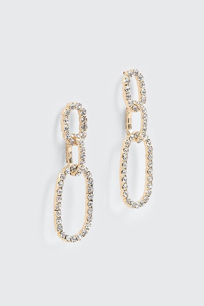 Rhinestone Oval Link Earrings
