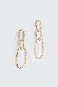 Rhinestone Oval Link Earrings