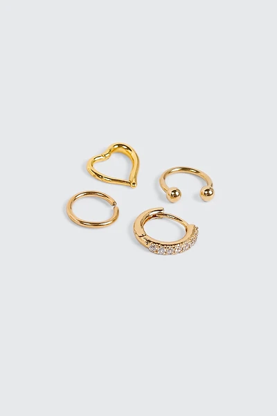 Lot de 4 anneaux de cartilage plaqués or 14K