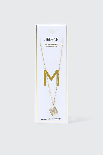 Collier initiale M plaqué or 14K