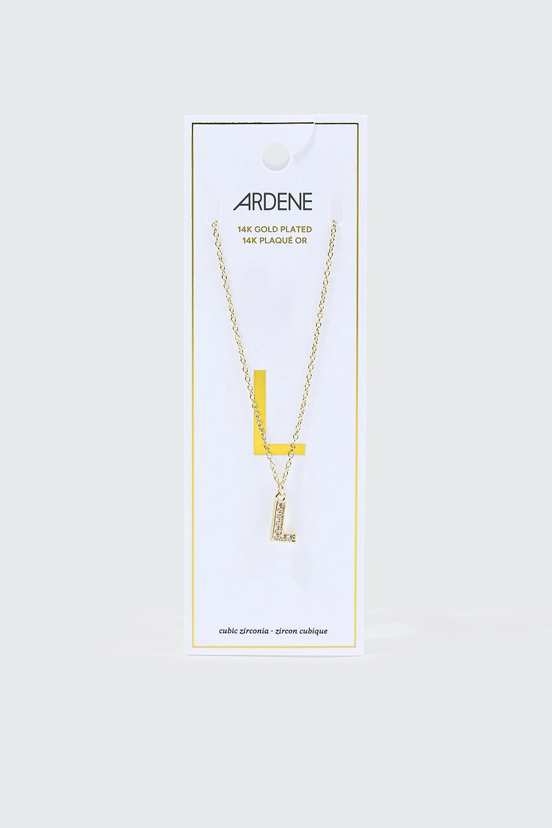 Collier initiale L plaqué or 14K