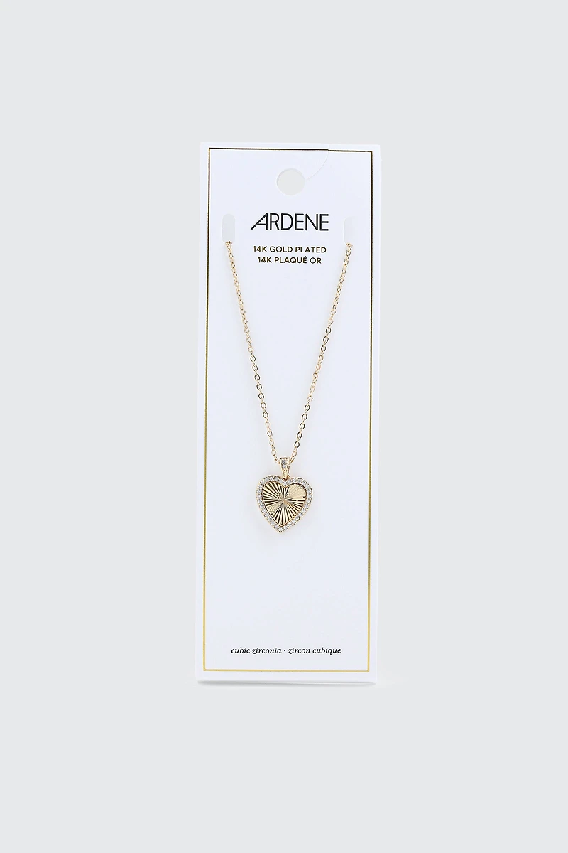 14K Gold Plated Fan Heart Necklace