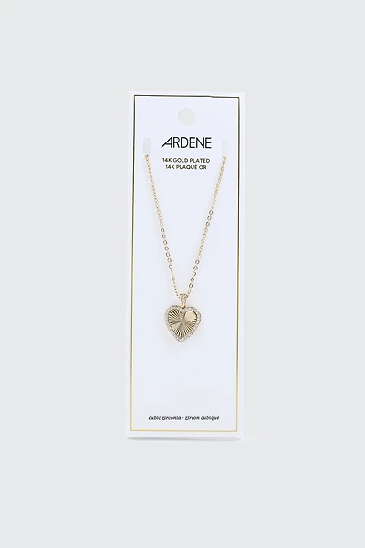14K Gold Plated Fan Heart Necklace