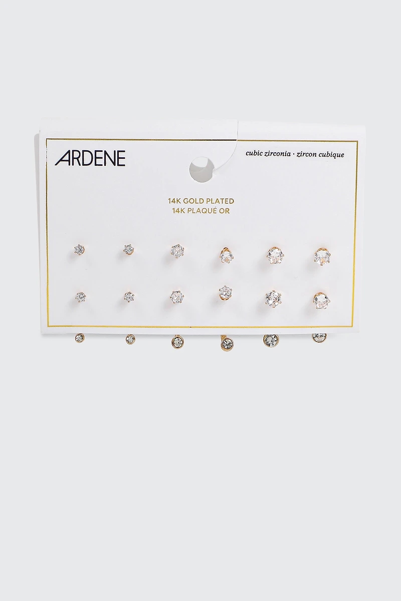 6-Pack 14K Gold Plated Earrings