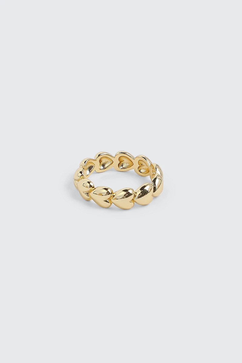 14K Gold Plated All Around Heart Ring