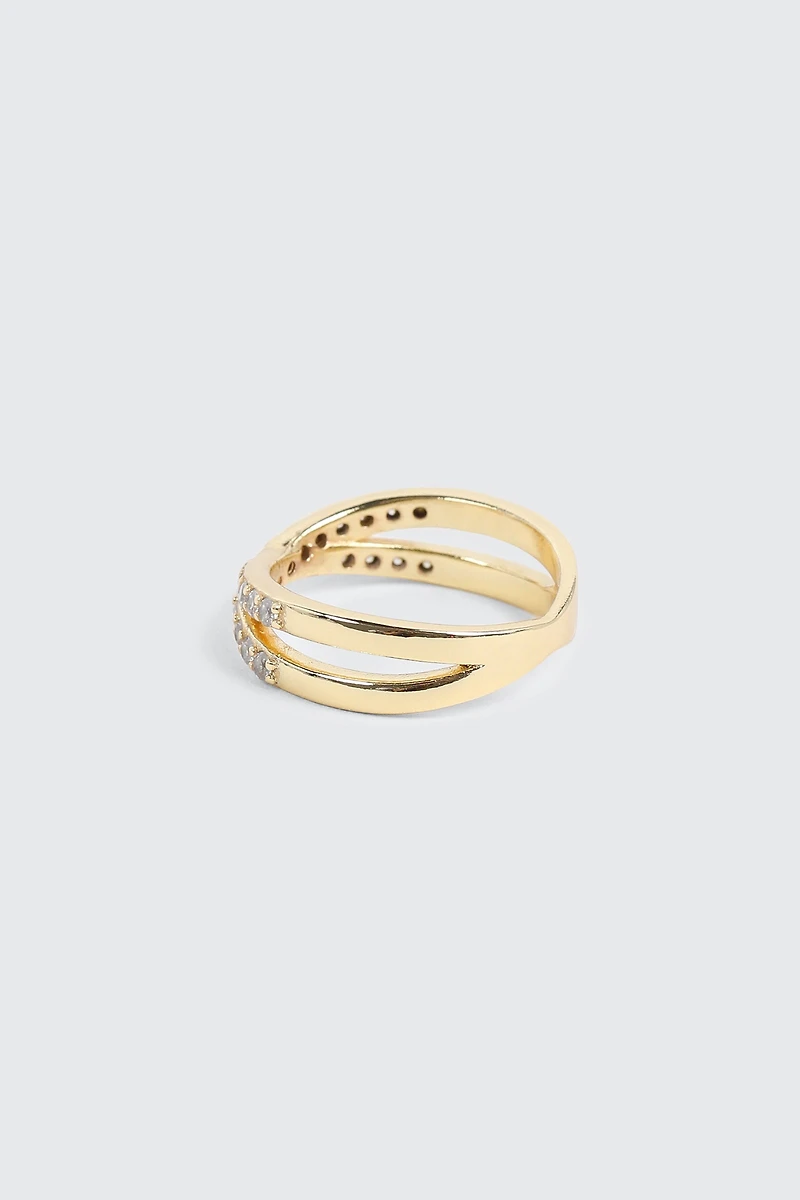 Bague X plaquée or 14K