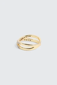 Bague X plaquée or 14K