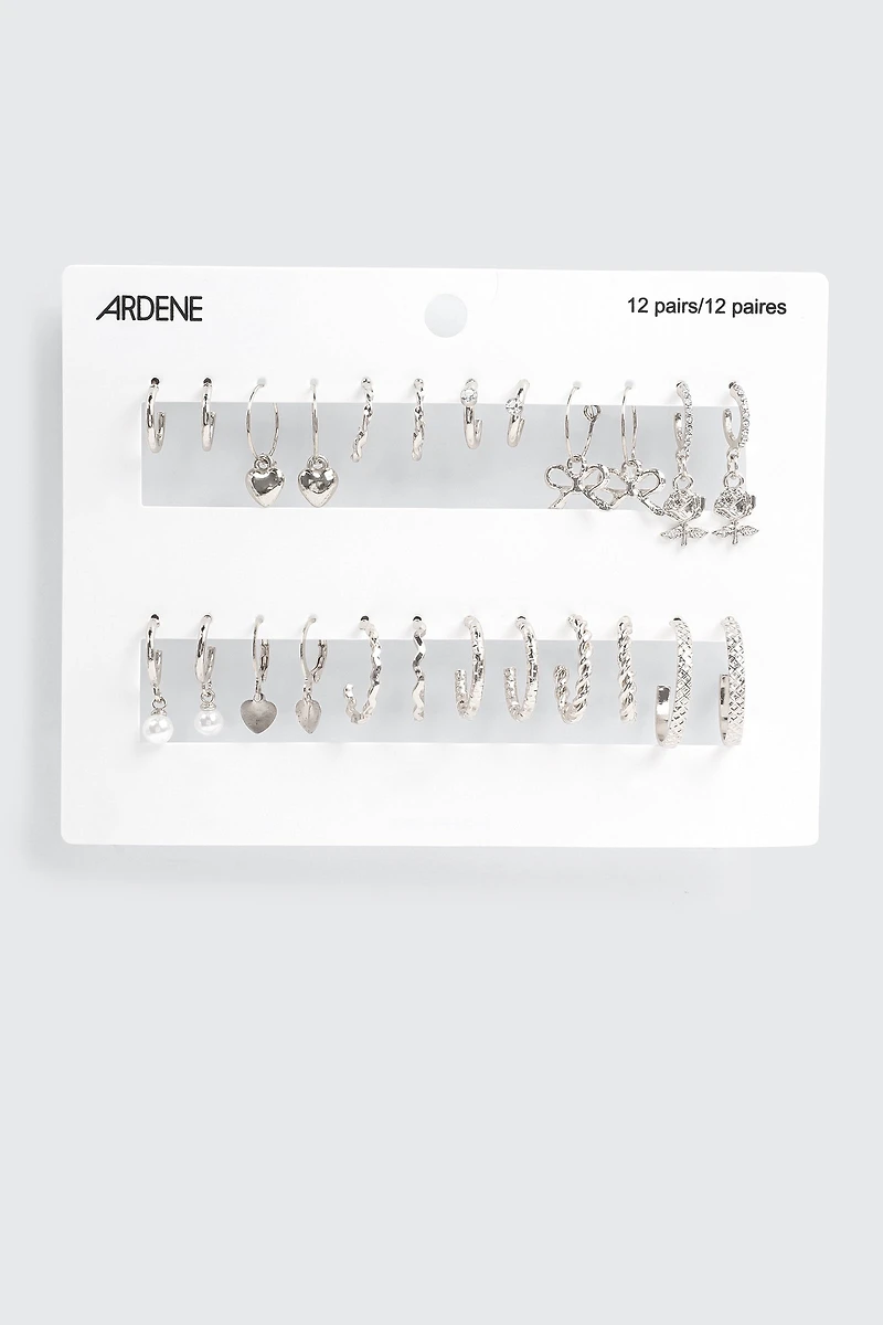 12-Pack Charm Hoop Earrings