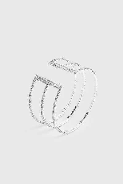 Bracelet manchette trois rangs à pierres du Rhin