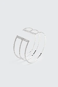 Bracelet manchette trois rangs à pierres du Rhin