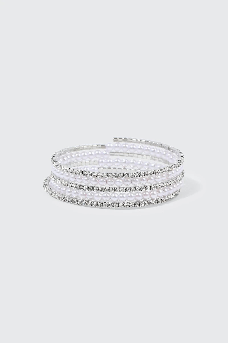 Rhinestone & Pearl Bracelet