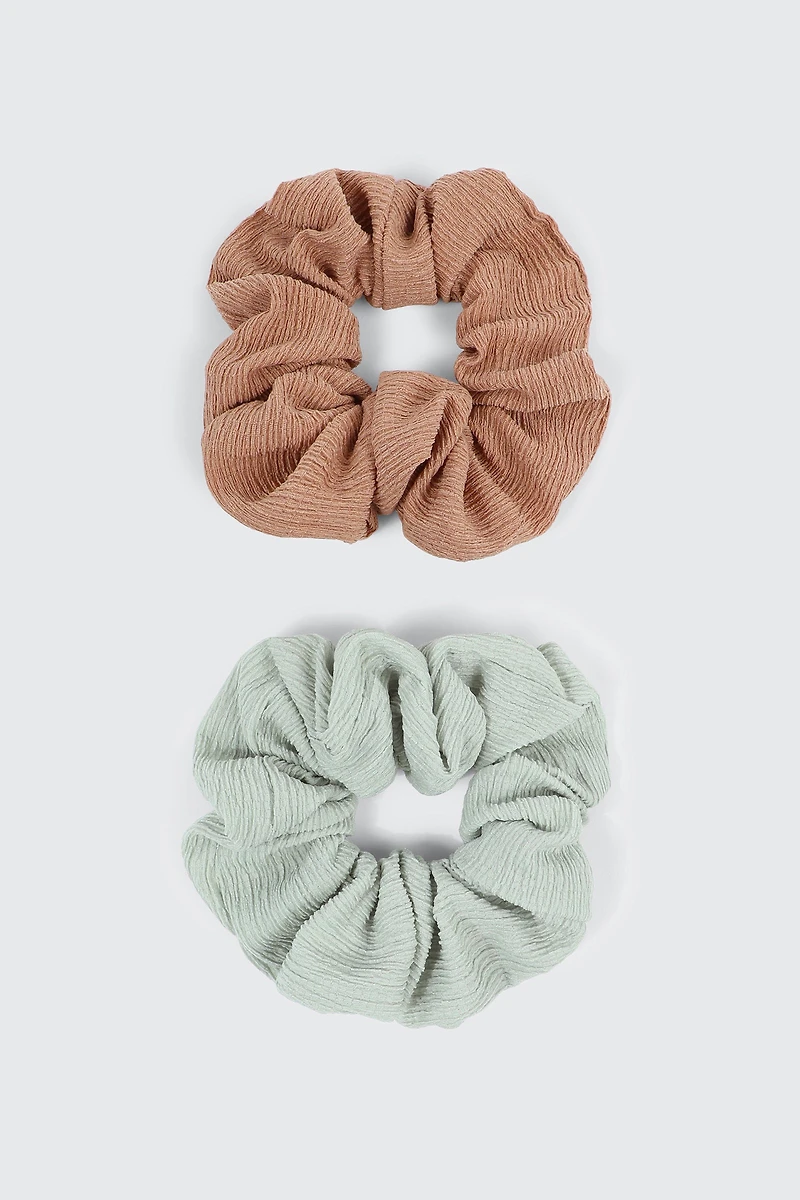 2-Pack Textured Scrunchies