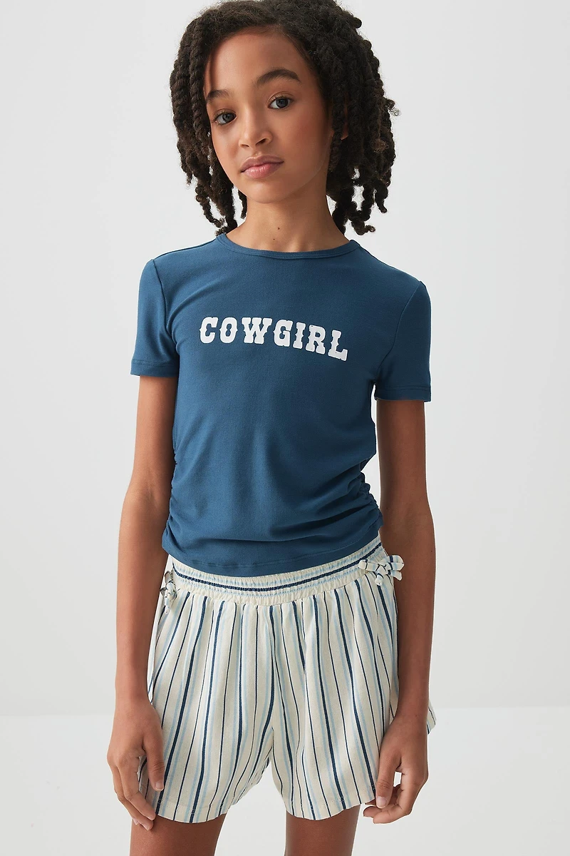 Short à taille smockée