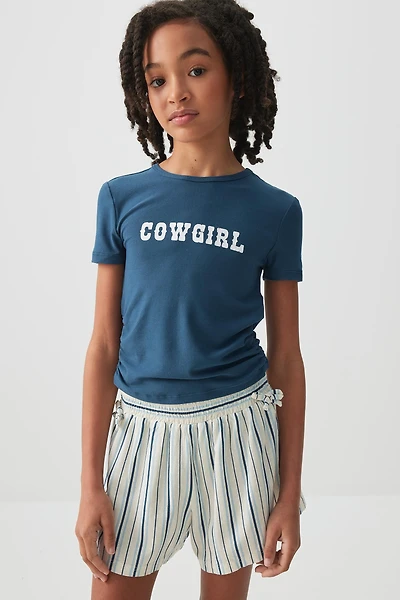 Short à taille smockée