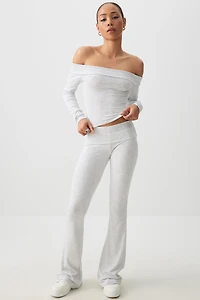 Crop Off Shoulder Long Sleeve Top