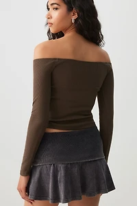 Crop Off Shoulder Long Sleeve Top