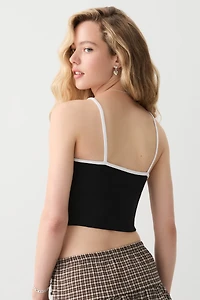 Contrast Trim Graphic Tank Top