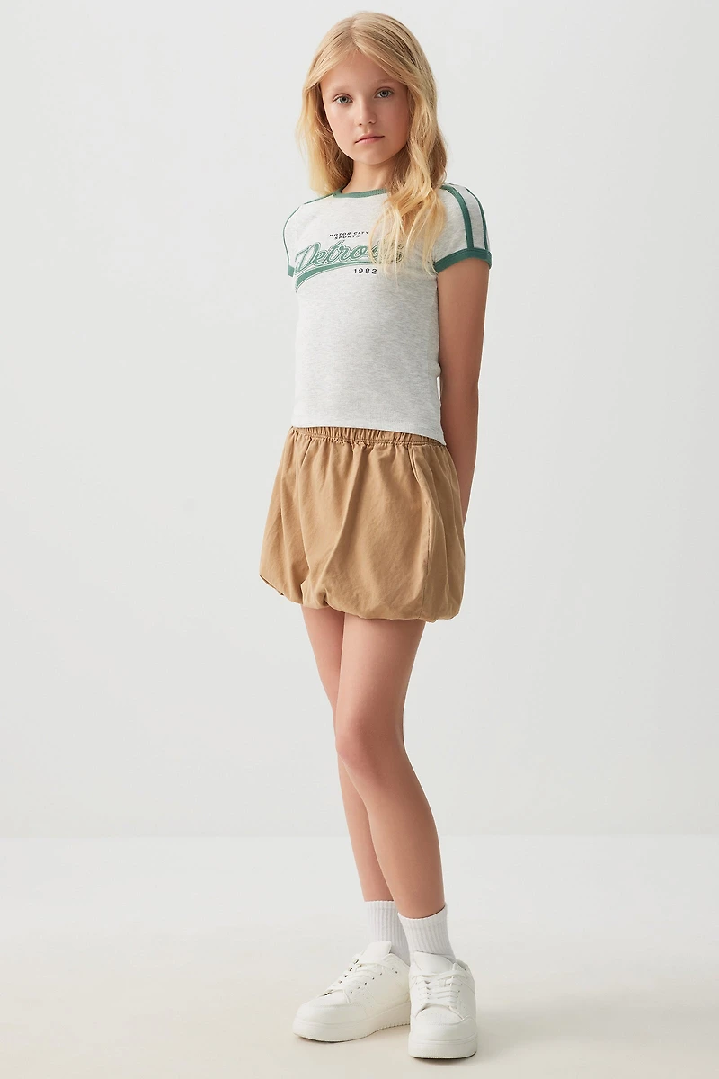 Twill Bubble Mini Skirt