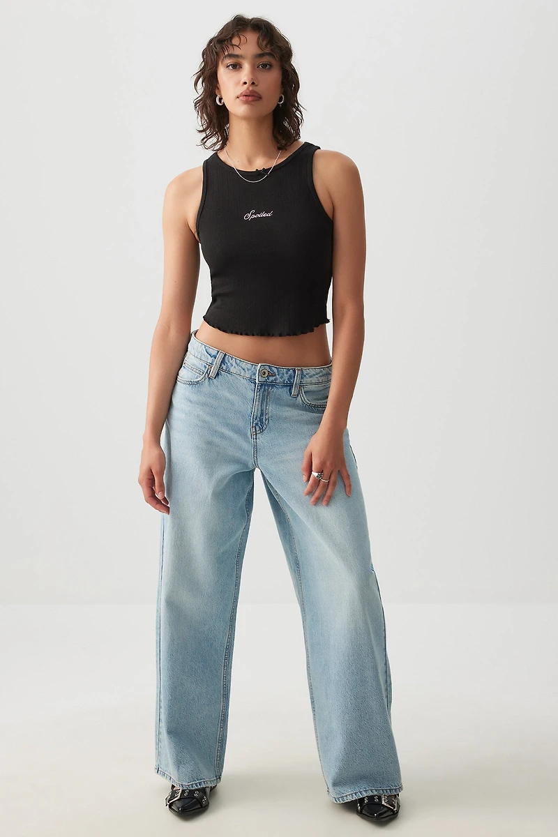 Pointelle Crop Tank Top