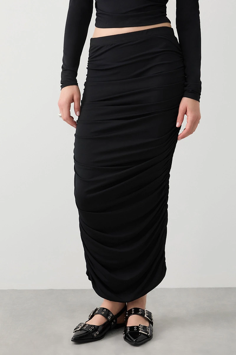 Sculpting Ruched Midi Skirt