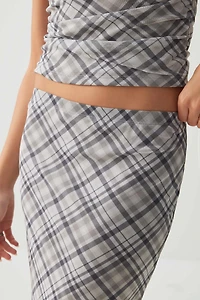 Jupe midi imprimée en maille filet