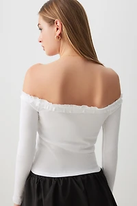 Off Shoulder Top with Ruched Trim
