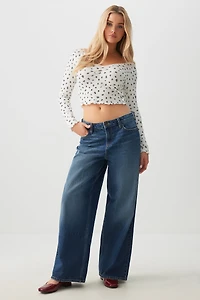 Lace Trim V-Neck Crop T-Shirt