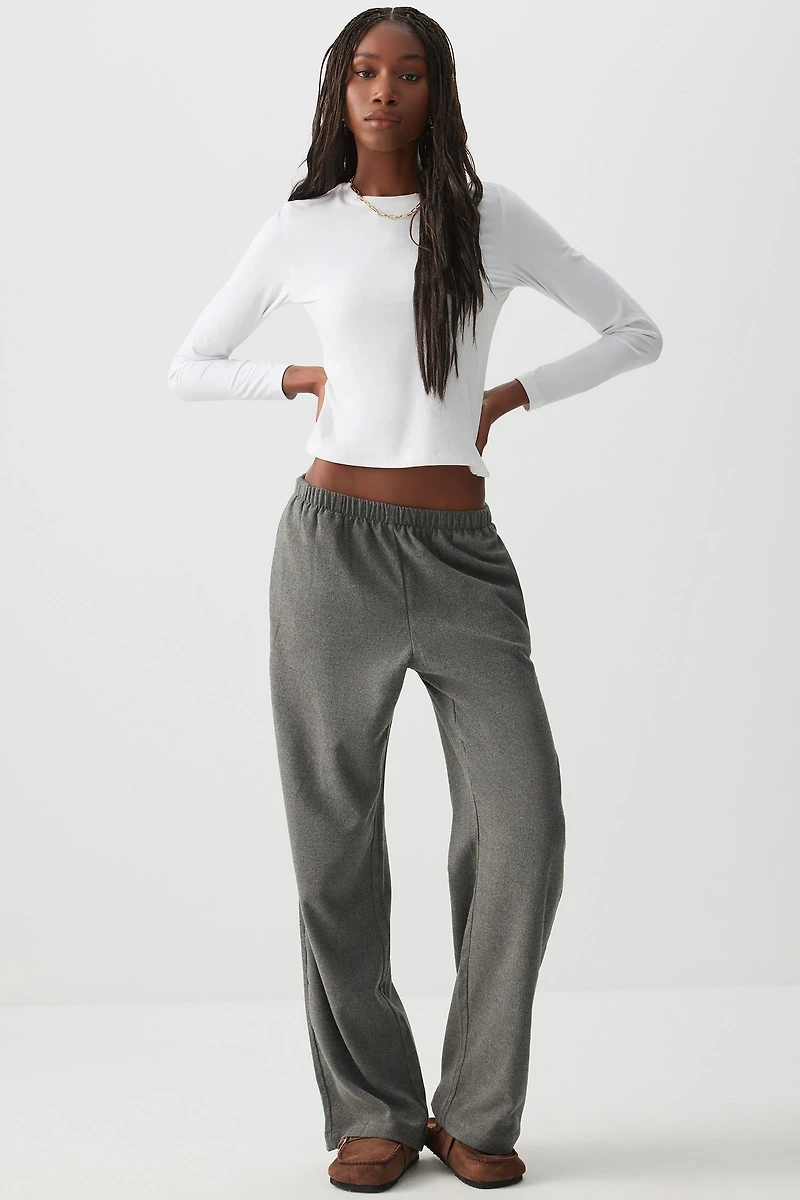 Pantalon à jambe large et taille mi-haute