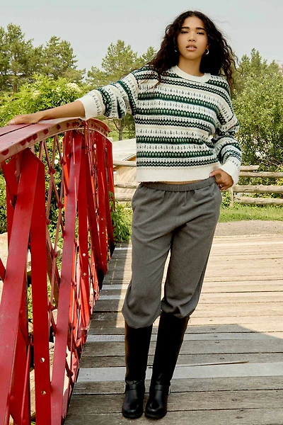 Pantalon à jambe large et taille mi-haute