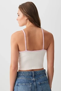 Contrast Trim Graphic Tank Top