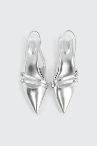 Patent Double Buckle Slingback Pumps