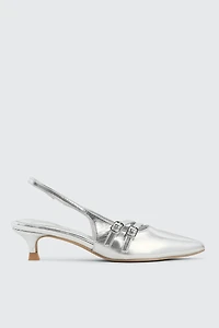 Patent Double Buckle Slingback Pumps