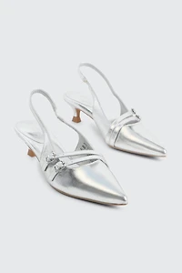 Patent Double Buckle Slingback Pumps