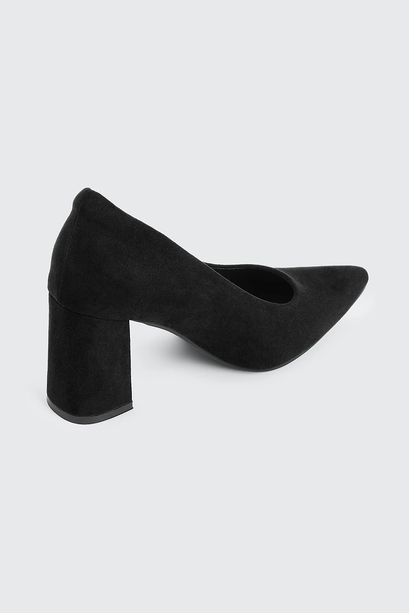Block Heel Faux Suede Pumps