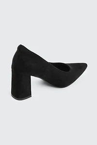 Block Heel Faux Suede Pumps