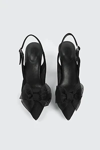 Slingback Mesh Pumps with Bow Detail