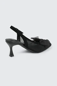 Slingback Mesh Pumps with Bow Detail