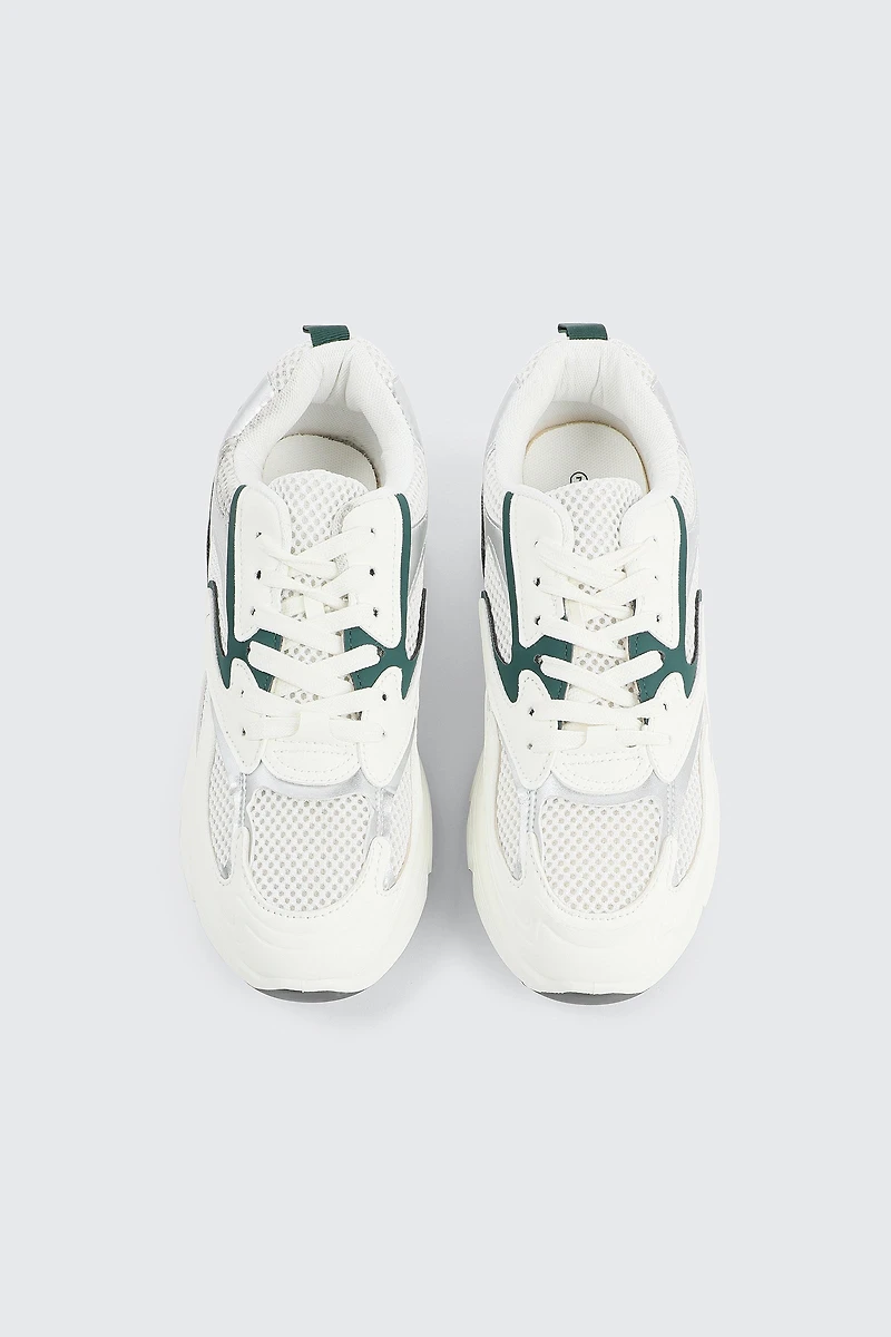 Two-Tone Sneakers with Silver Details